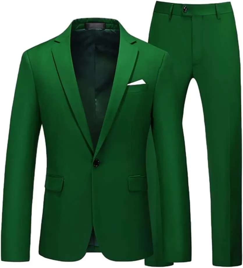 One Button Formal Suits for Men Wedding Slim Fit 2 Piece Dress Business Party Jacket and Pants