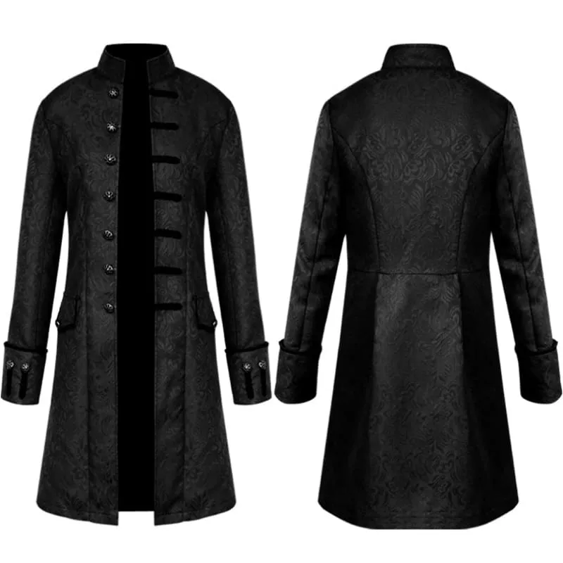 Ornate Punk Vintage Nehru Collar Jacquard Design Tuxedo Coats
