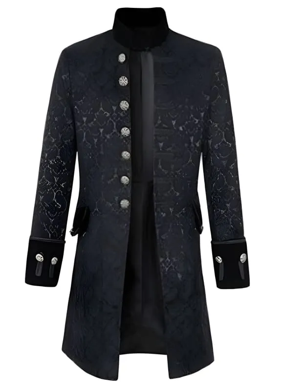 Ornate Punk Vintage Nehru Collar Jacquard Design Tuxedo Coats