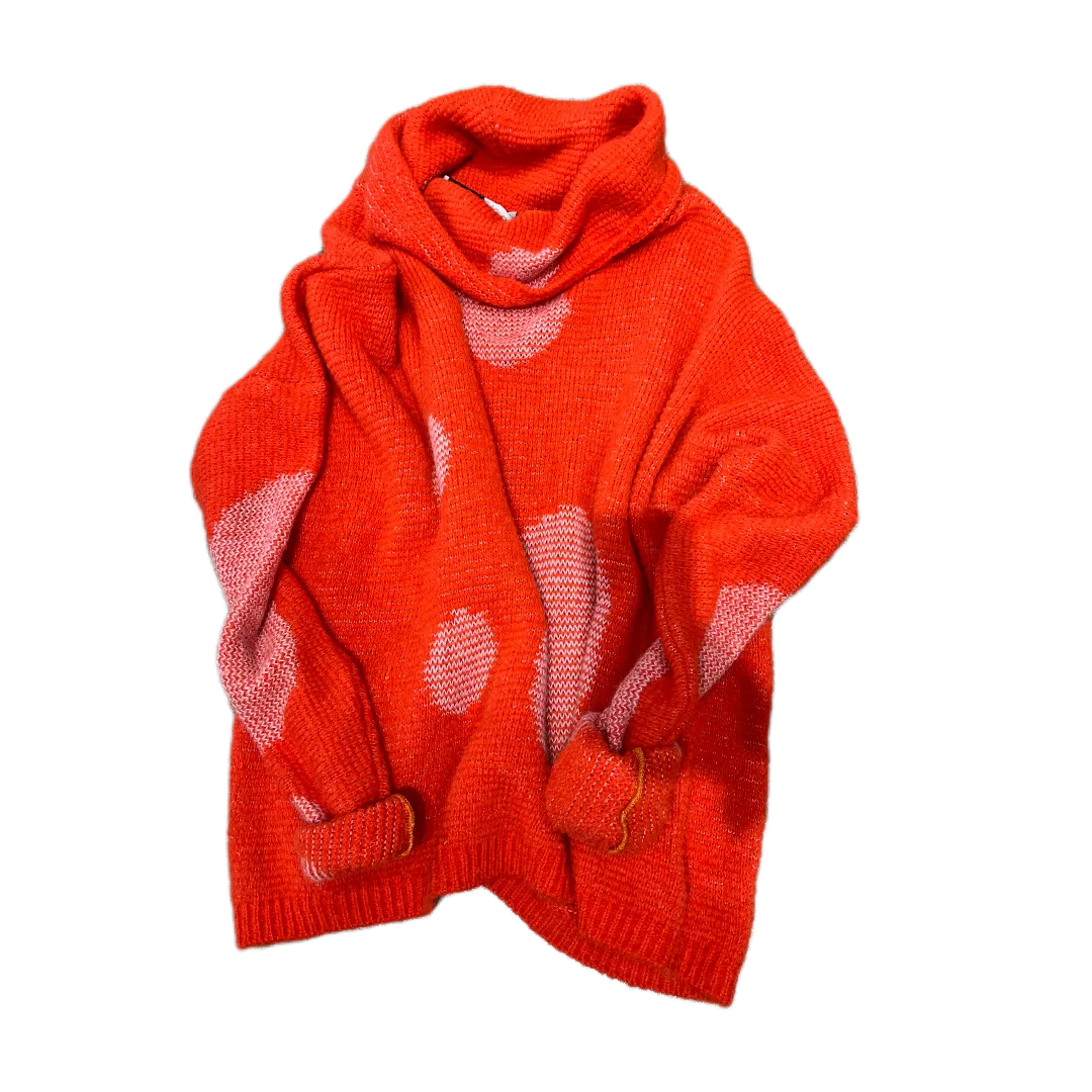Over size spot sweater (Alpaca) - Orange / Pink