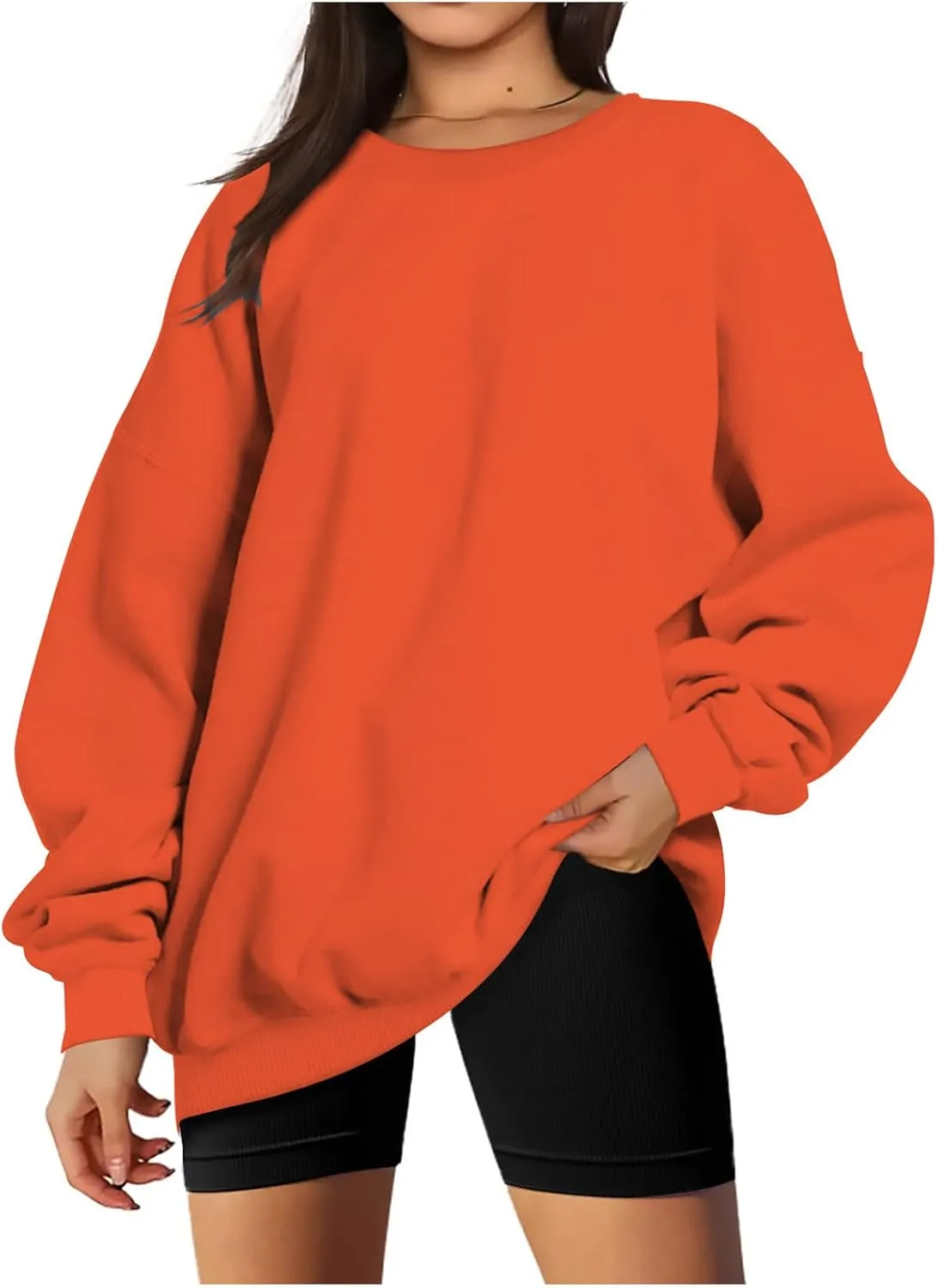 Oversized Crewneck Sweatshirt Women Trendy y2k Clothes Teen Girls Long Sleeve Drop Shoulder Pullover Fleece Sweatshirts
