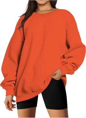 Oversized Crewneck Sweatshirt Women Trendy y2k Clothes Teen Girls Long Sleeve Drop Shoulder Pullover Fleece Sweatshirts