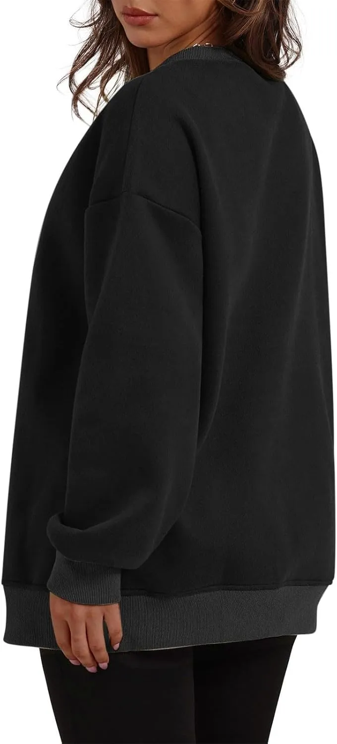 Oversized Crewneck Sweatshirts For Women Fleece Long Sleeve Pullover Tops Fall Fashion Outfits 2024 Winter Sweaters