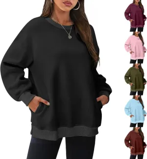 Oversized Crewneck Sweatshirts For Women Fleece Long Sleeve Pullover Tops Fall Fashion Outfits 2024 Winter Sweaters