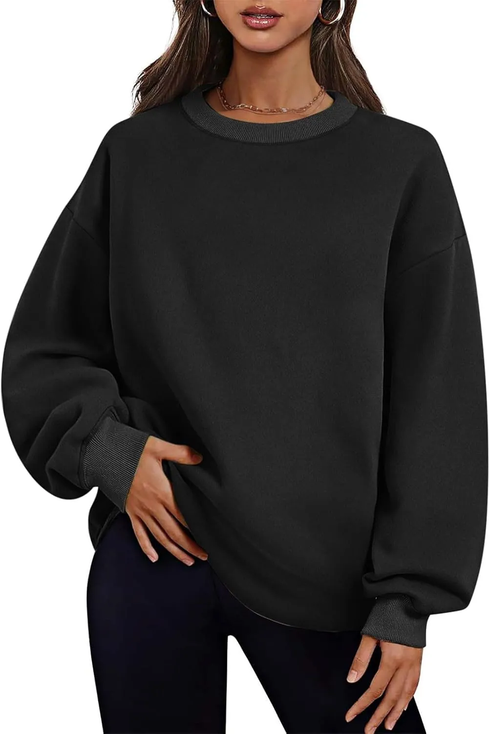 Oversized Crewneck Sweatshirts For Women Fleece Long Sleeve Pullover Tops Fall Fashion Outfits 2024 Winter Sweaters