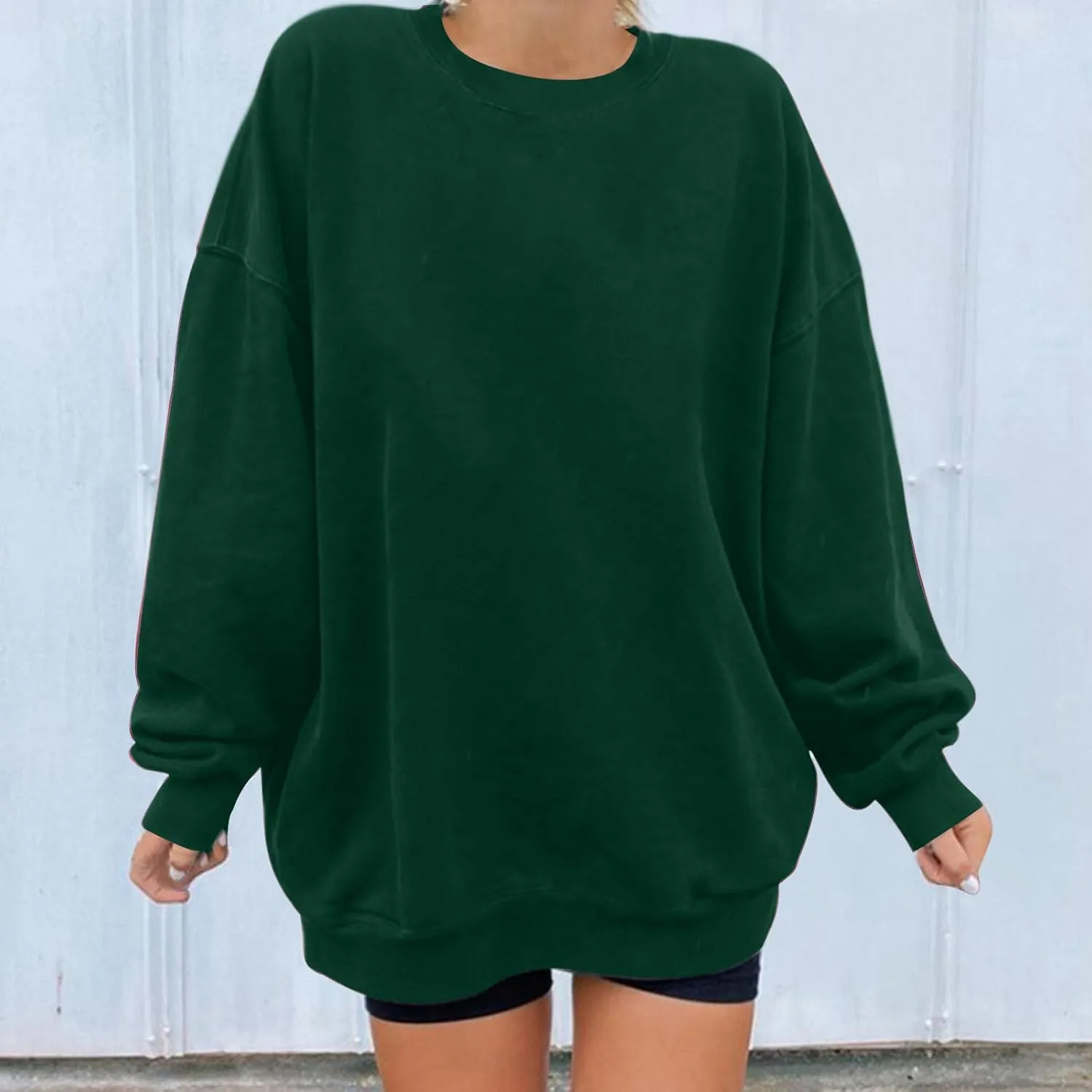 Oversized Drop Shoulder Sweatshirts for Women Teen Girls Fall y2k Clothes Long Sleeve Crewneck Pullover Tops