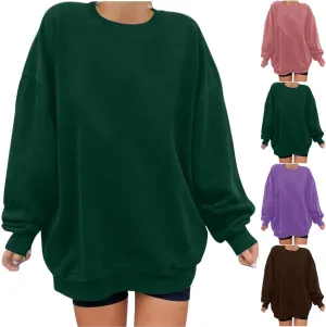 Oversized Drop Shoulder Sweatshirts for Women Teen Girls Fall y2k Clothes Long Sleeve Crewneck Pullover Tops