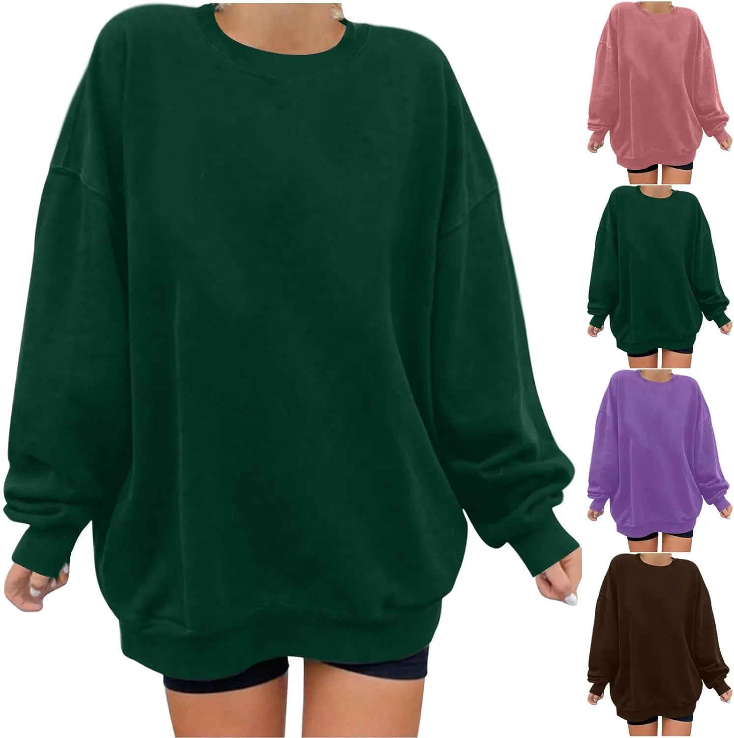 Oversized Drop Shoulder Sweatshirts for Women Teen Girls Fall y2k Clothes Long Sleeve Crewneck Pullover Tops