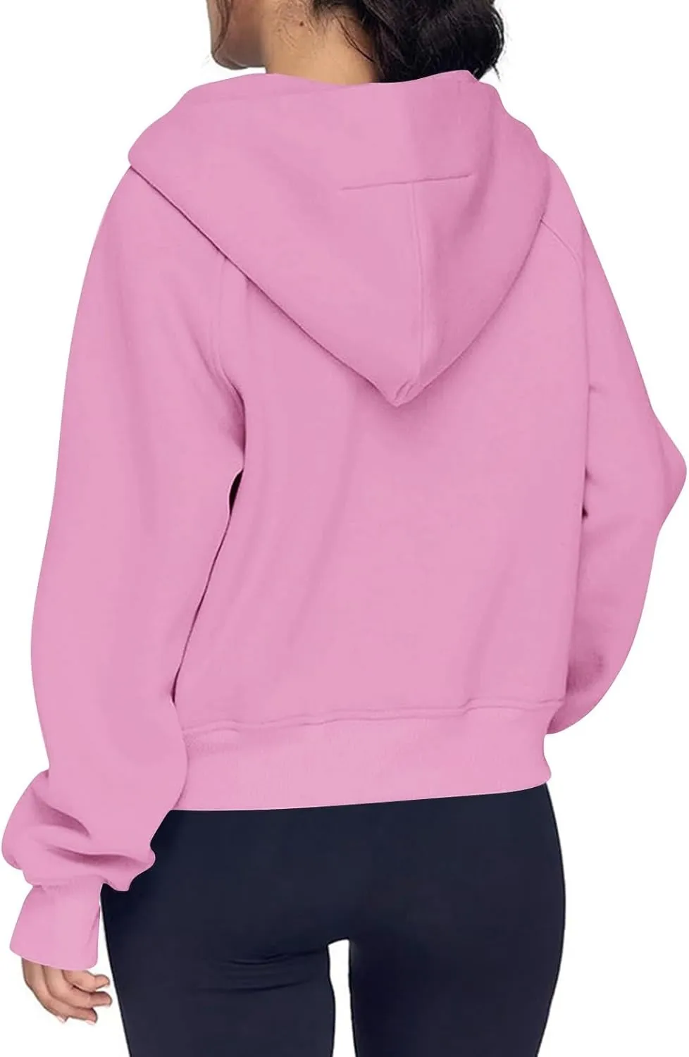 Oversized Hoodie Women Fleece Lined Thumb Hole Cropped Half Zip Sweatshirt Drop Shoulder Long Sleeve Going Out Tops