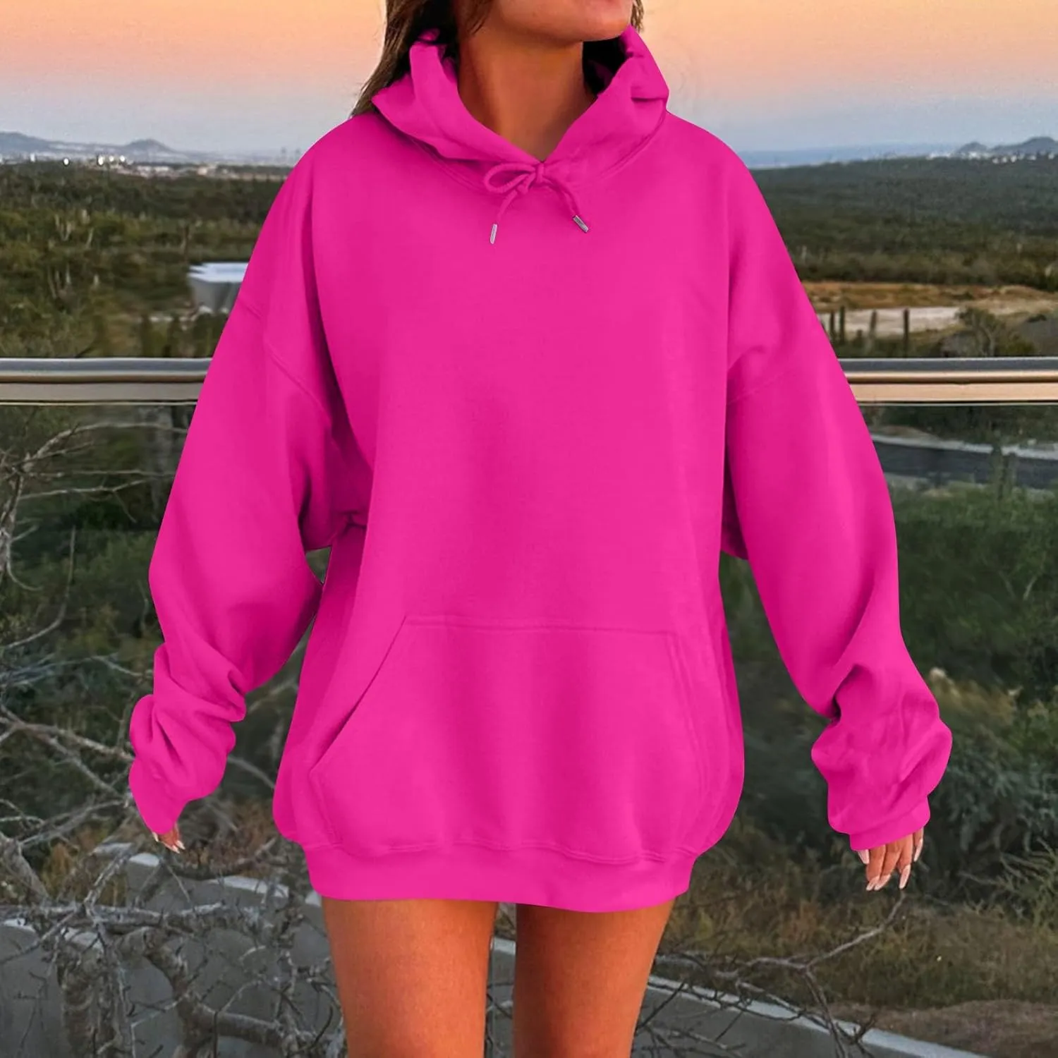 Oversized Hoodies for Women Casual Long Sleeve Pullover Sweaters Trendy Drawstring Fleece Sweatshirts with Pocket