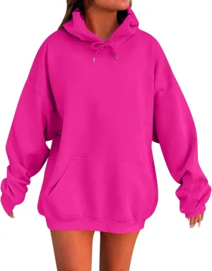 Oversized Hoodies for Women Casual Long Sleeve Pullover Sweaters Trendy Drawstring Fleece Sweatshirts with Pocket