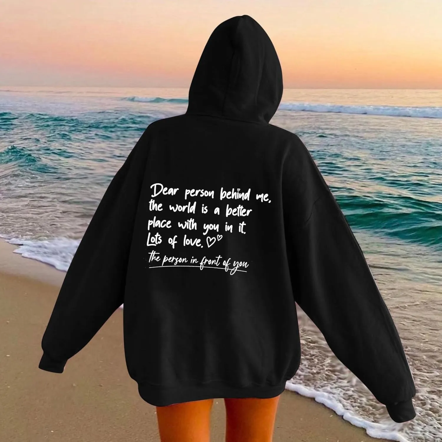 Oversized Hoodies for Women Fleece Casual Long Sleeve Letter Graphic Print Hoodie Sweatshirts Drawstring Pullover Pocket