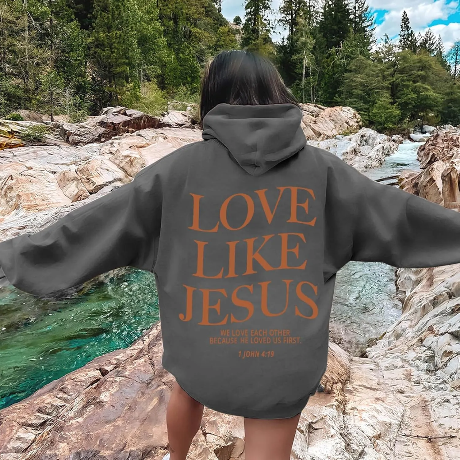 Oversized Hoodies for Women Loose Fit Letter Graphic Sweatshirts 2024 Fall Pullover Sweaters Teen Girls Preppy Top