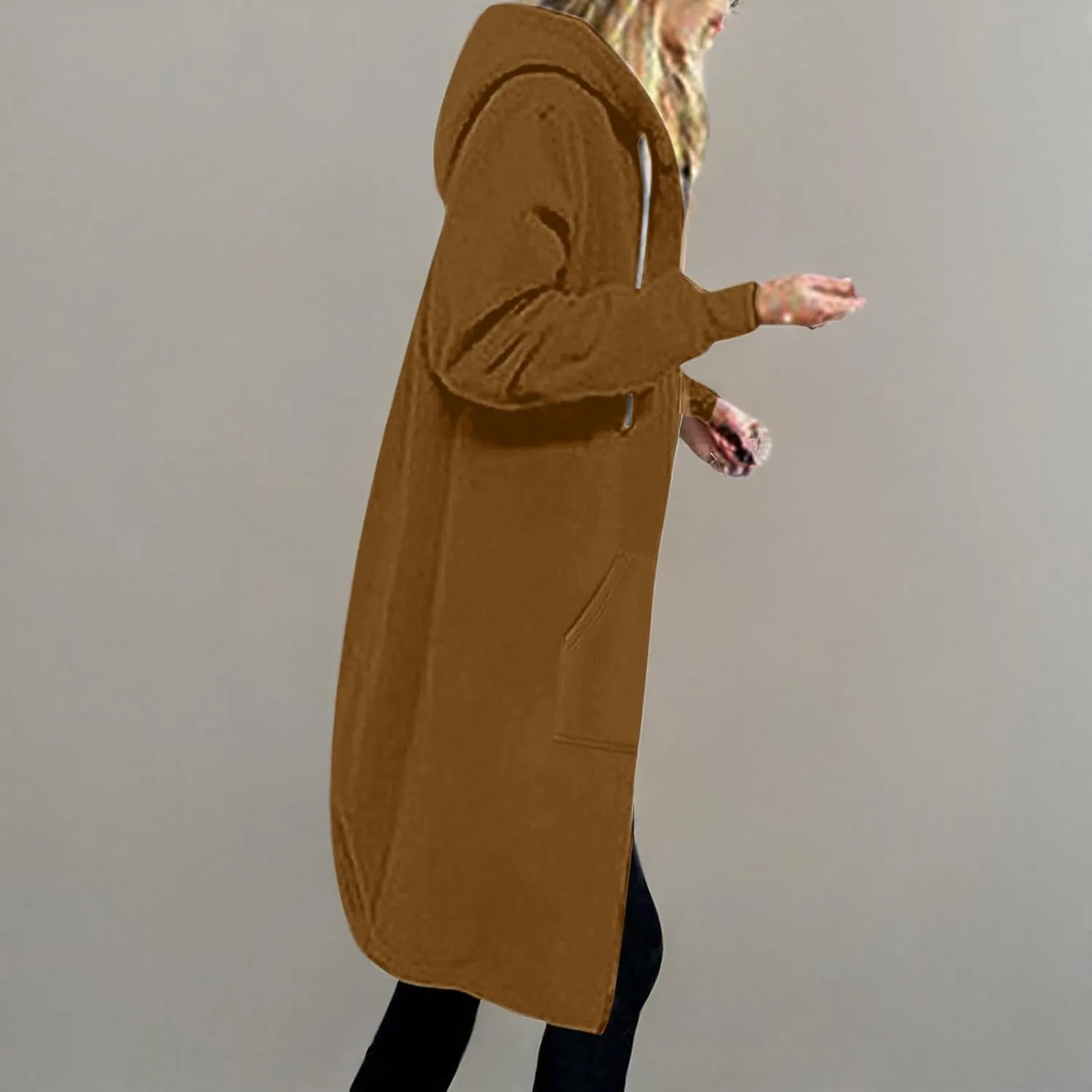 Oversized Hoodies for Women Zip Up Knee Length Tunic Sweatshirts Casual Long Sleeve Spring Hooded Jackets with Pocket