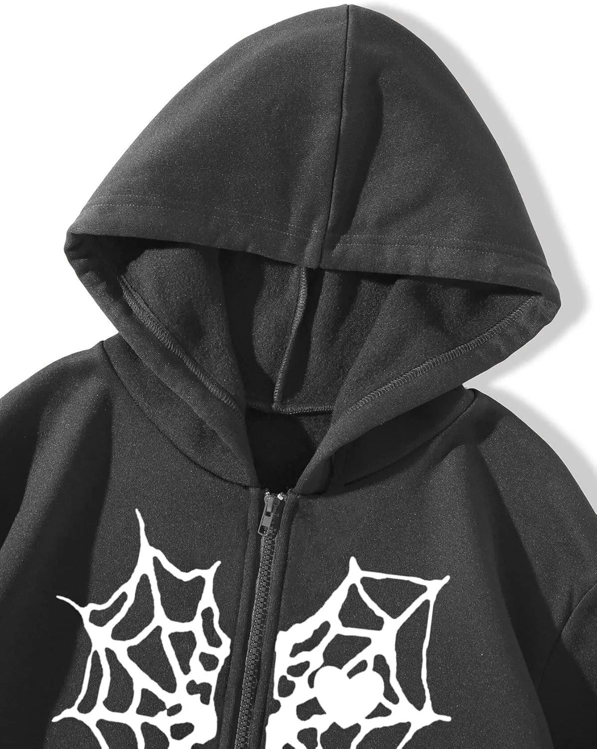 Oversized Y2K Zip Up Hoodie for Women Men Gothic Spider Web Heart Graphic Sweatshirt Punk Harajuku Alt Emo Streetwear