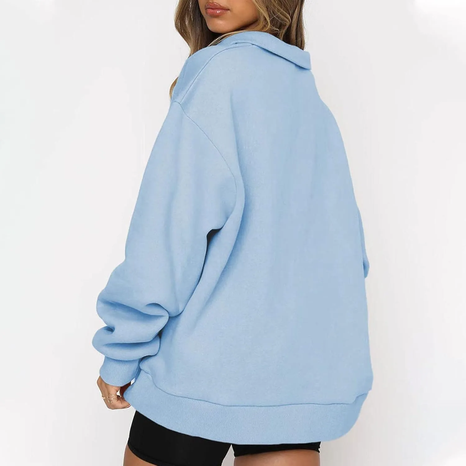 Oversized Zip Up Sweatshirts For Women 2023 Fall Fashion Outfits Casual Quarter Zip Long Sleeve Pullover Hoodies
