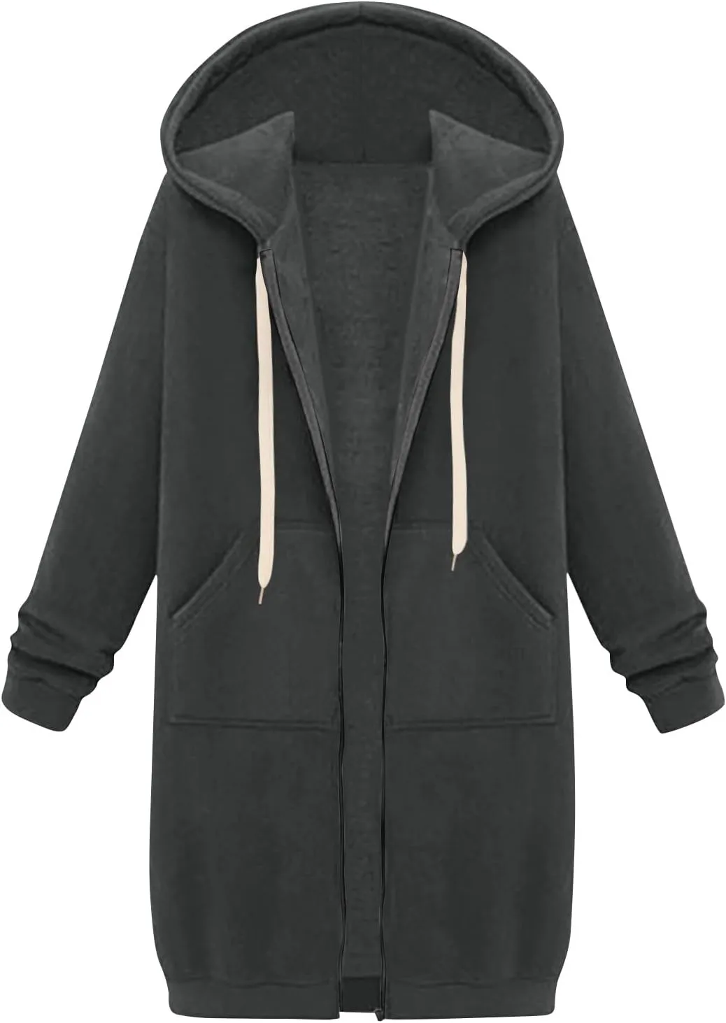 Palaver Long Hoodies for Women oversized Zipper Hooded Jacket Winter Lightweight Fall Casual Sweatshirts with Pockets