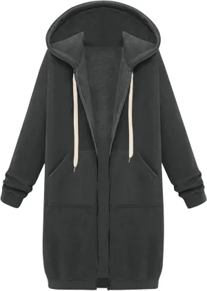 Palaver Long Hoodies for Women oversized Zipper Hooded Jacket Winter Lightweight Fall Casual Sweatshirts with Pockets