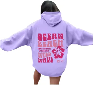 Pink Hoodie Oversized Sweatshirt for Women Teen Girls Letter Graphic Long Sleeve Drawstring Pullover Y2k Hoodies