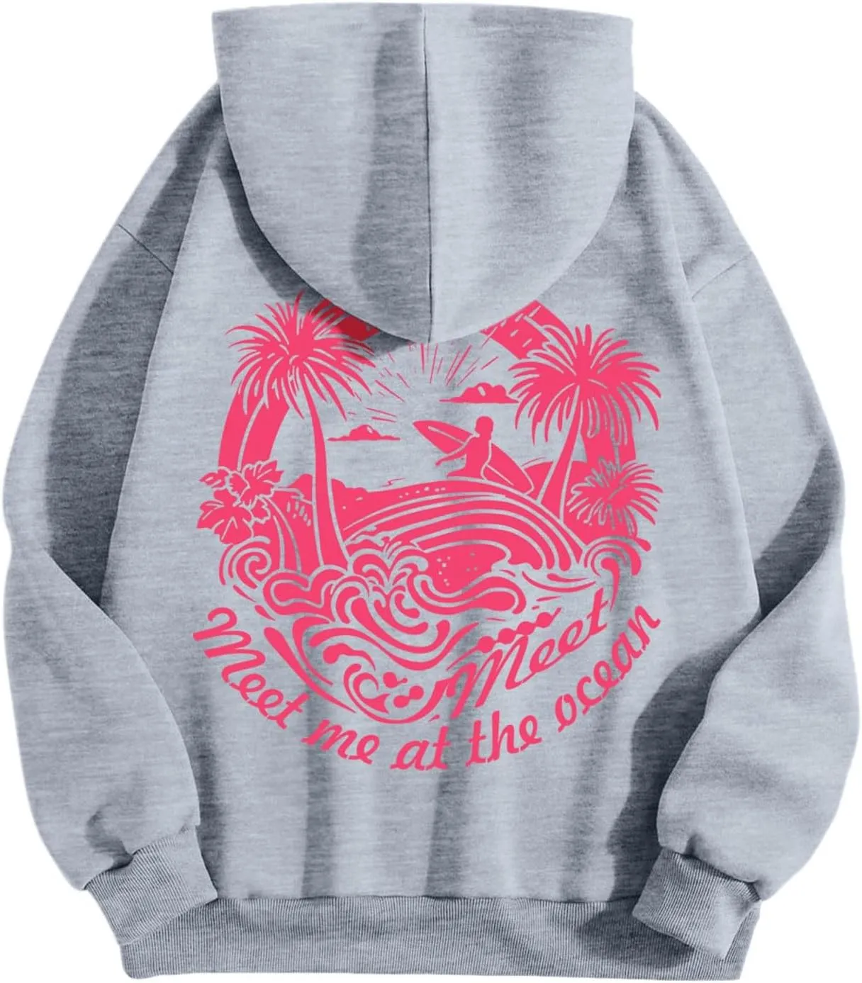 Pink Tracksuit For Women Y2K Drawstring Pullover Shirt Jogger Sweatpant Aesthetic Preppy Hoodies For Teen Girls Baggy