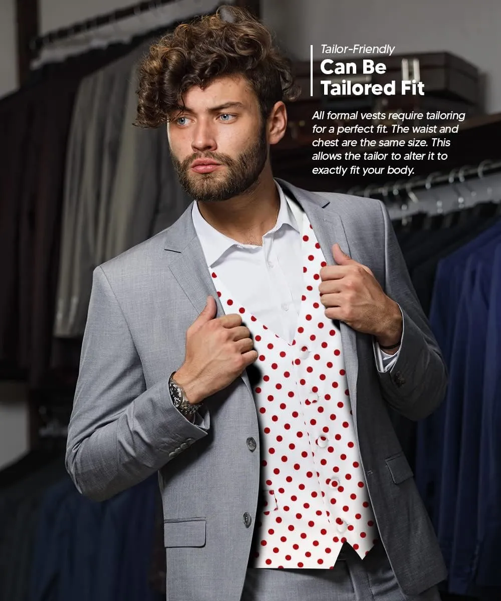 Polka Dot Suit Vest for Men Set of 4 - Vest, Necktie, Bow Tie & Pocket Square