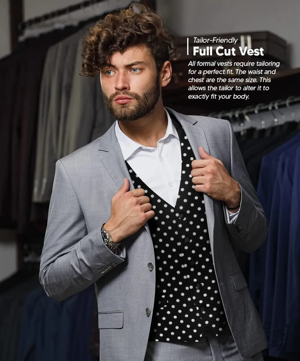 Polka Dot Suit Vest for Men Set of 4 - Vest, Necktie, Bow Tie & Pocket Square