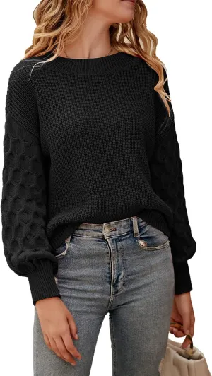 PRETTYGARDEN Women's 2025 Winter Pullover Sweater Casual Long Sleeve Crewneck Loose Chunky Knit Jumper Tops Blouse