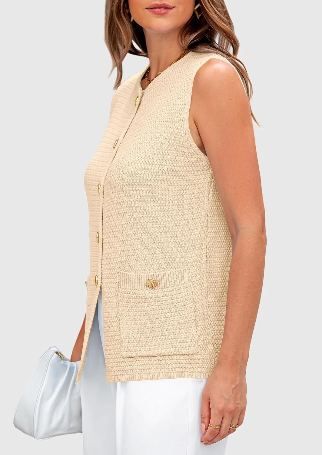 PRETTYGARDEN Women's Knit Sweater Vest 2025 Summer Sleeveless Button Down Tank Tops Trendy Business Casual Outfits
