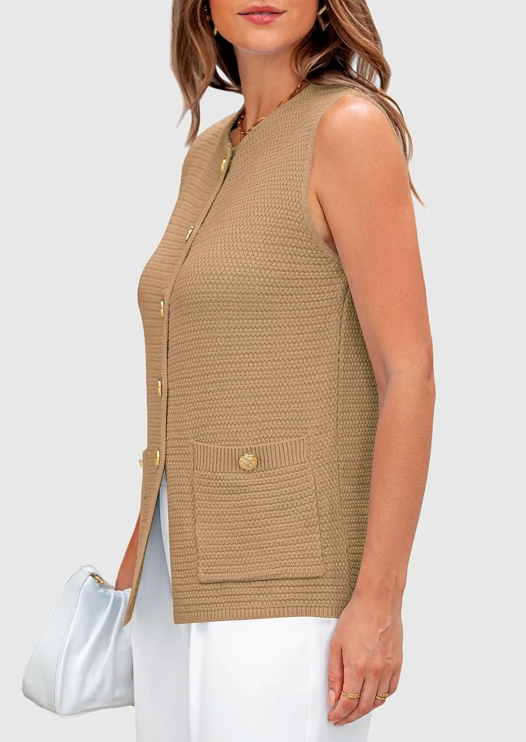 PRETTYGARDEN Women's Knit Sweater Vest 2025 Summer Sleeveless Button Down Tank Tops Trendy Business Casual Outfits