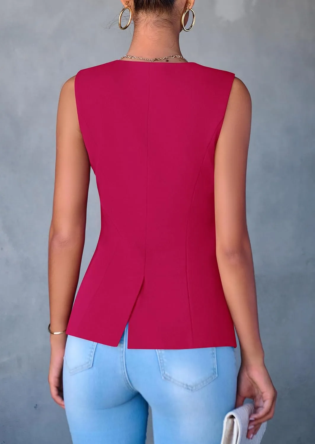 PRETTYGARDEN Women's Suit Vest Tops 2025 Summer Dressy Casual Business Button Sleeveless Trendy Fashion Blazer Waistcoat