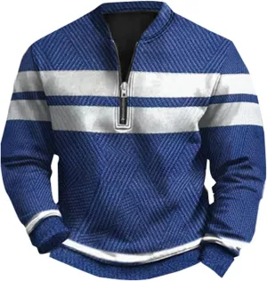 Pullover Sweatshirts Mock Neck Men's Casual Fashion Loose 3D Printed Zipper Long Sleeved Casual Mock Neck Pullover