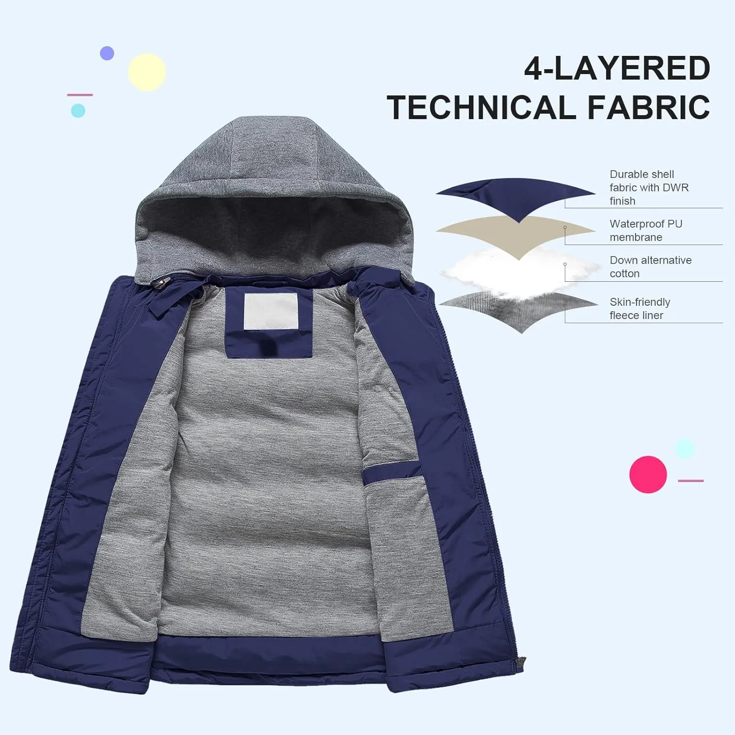 Pursky Girl's and Boy's Warm Puffer Vest Coat Water Resistant Sleeveless Jacket With Detachable Hood for 6-14Y