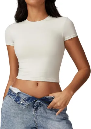 Quick-Dry Fitness T-Shirt,Women's Slim-Fit Workout Top for Yoga,Running and Pilates, Breathable Sports Te