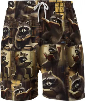 Raccoon Mens Shorts - Animal Hawaiian Shorts for Men - Drawstring Beach Shorts, Mens Swimming Trunks Set 1