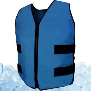 Reusable Cooling Vest, Adjustable Lightweight Vest (Navy Blue) with Ice Cells, Full Body Heat Relief for Riding, Running