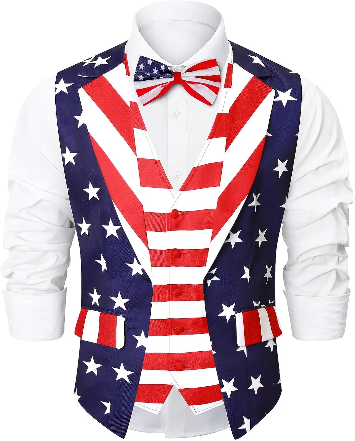 Roseelf Men's Festival Fake 2-Piece Suit Vest with Bowtie