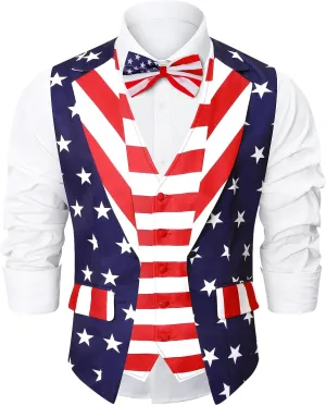 Roseelf Men's Festival Fake 2-Piece Suit Vest with Bowtie