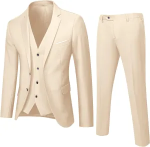 S-6XL Mens 3 Pieces Slim Fit Dress Suits Regular Fit Blazer Jacket & Vest & Pants Formal Sets Big and Tall Wedding Tuxedo