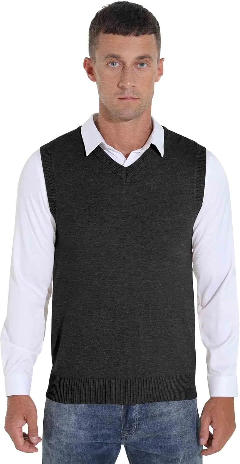 Sailwind Men's Wool Blend Knit V-Neck Sweater Vest Sleeveless Pullover