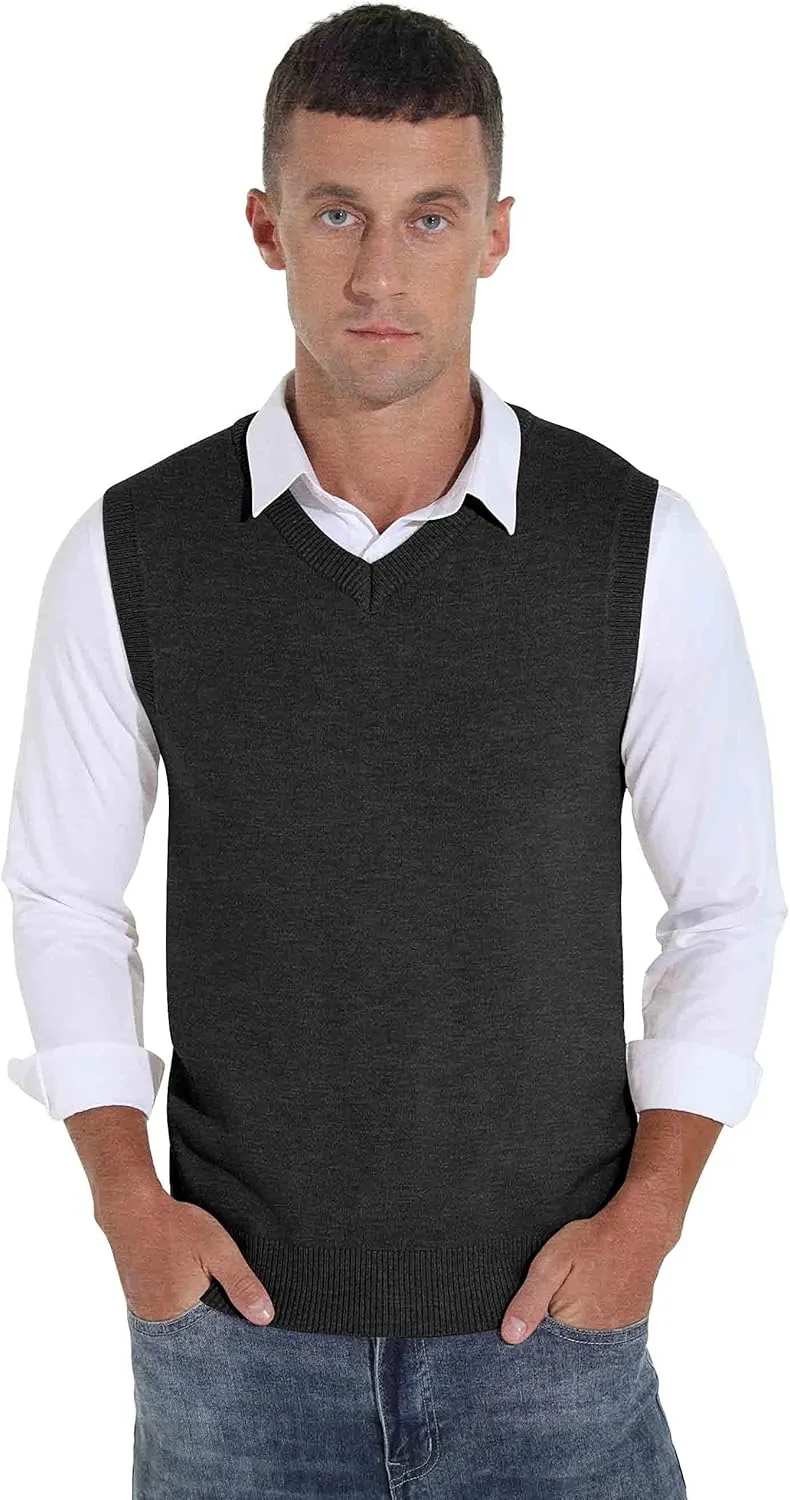 Sailwind Men's Wool Blend Knit V-Neck Sweater Vest Sleeveless Pullover