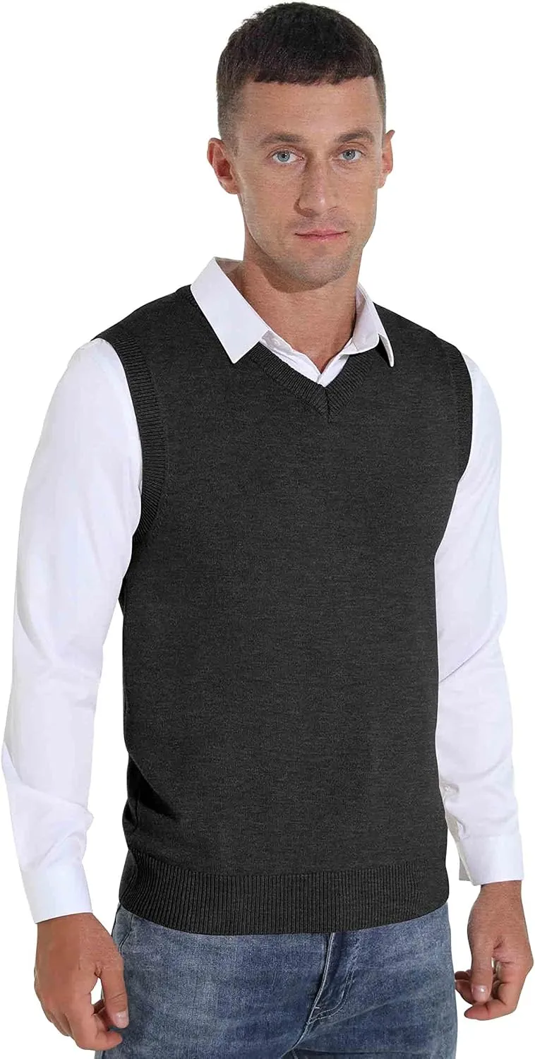 Sailwind Men's Wool Blend Knit V-Neck Sweater Vest Sleeveless Pullover