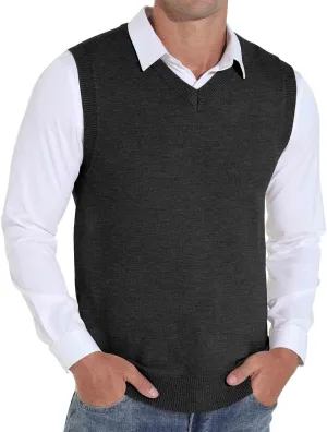 Sailwind Men's Wool Blend Knit V-Neck Sweater Vest Sleeveless Pullover