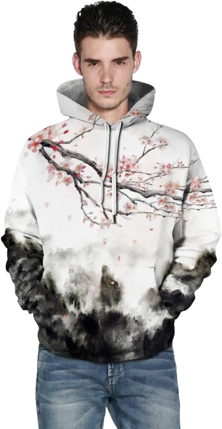 SANKILL Graphic Hoodies for Men Funny Novelty Pullover Sweatshirt Xmas Gifts Black red Anime Hoodie Cool Designs Rapper