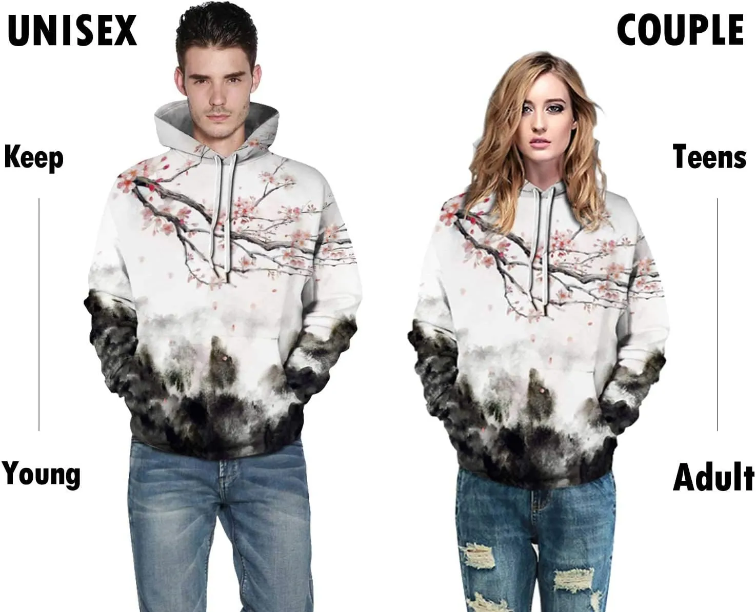 SANKILL Graphic Hoodies for Men Funny Novelty Pullover Sweatshirt Xmas Gifts Black red Anime Hoodie Cool Designs Rapper