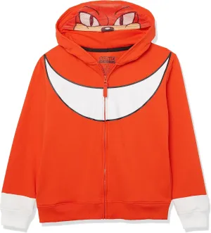 SEGA Little Sonic The Hedgehog Costume Zip Up Fleece Hoodie-Boys 4-20, Knuckles (Red), 4