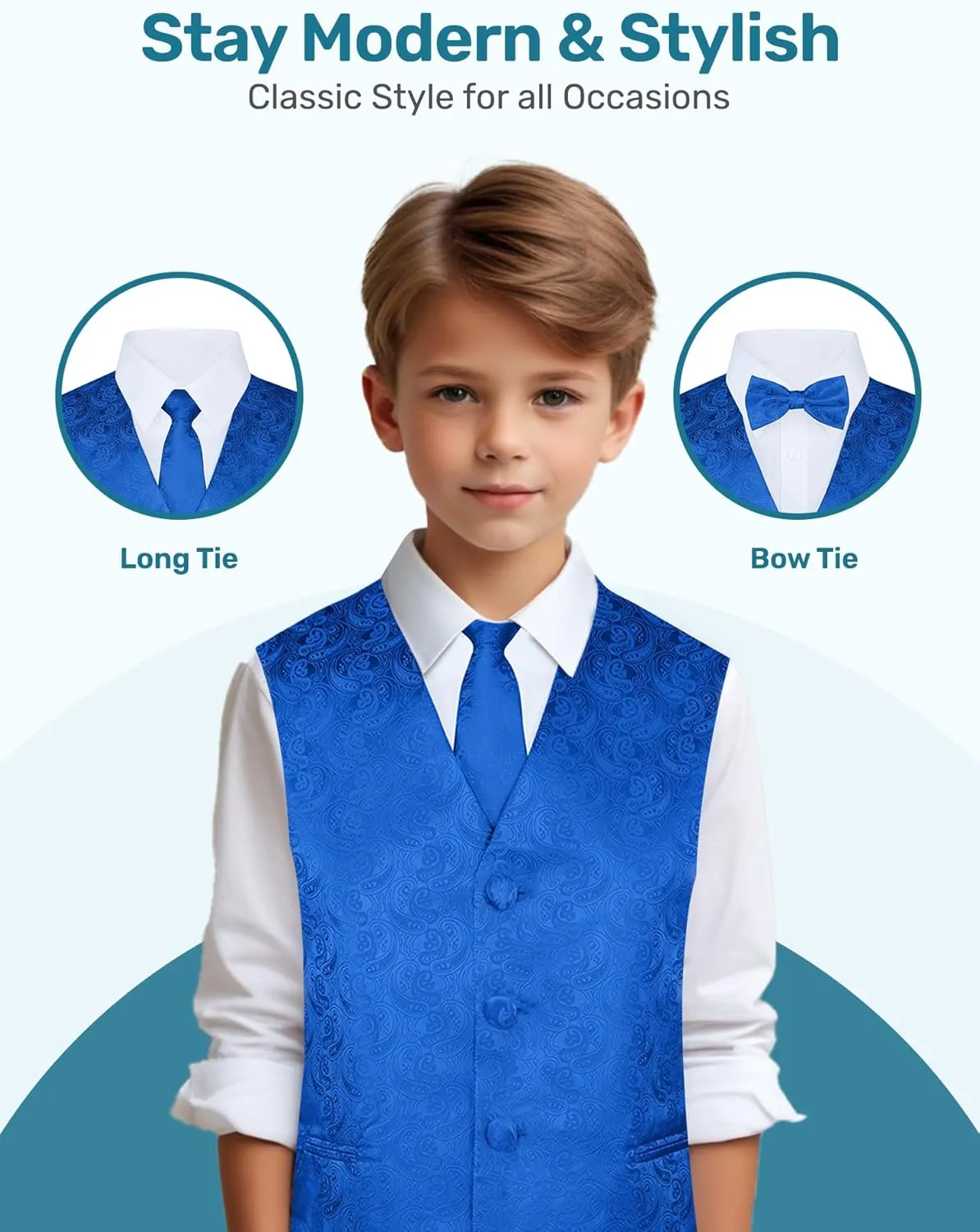 S.H. Churchill & Co. Boys 4 Piece Formal Paisley Vest and Tie Set