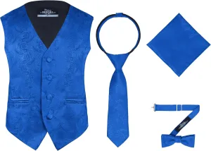 S.H. Churchill & Co. Boys 4 Piece Formal Paisley Vest and Tie Set