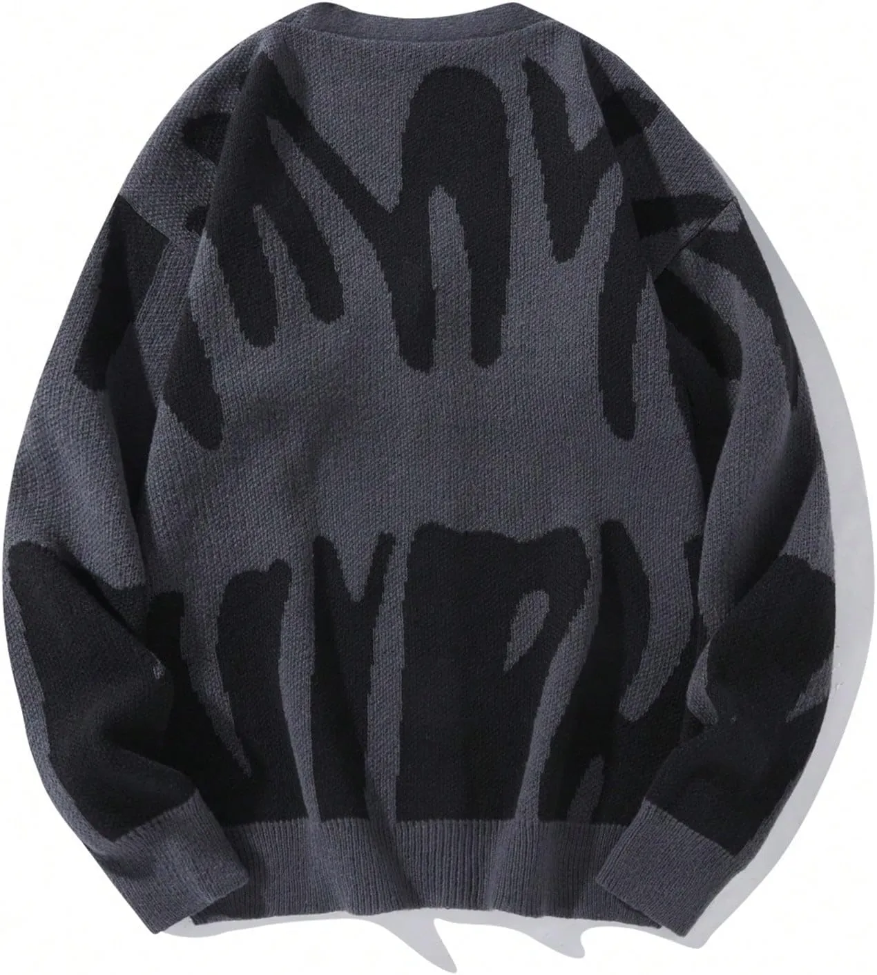 SHENHE Men's Graphic Sweater Button Down Long Sleeve V Neck Cardgian Sweater Streetwear