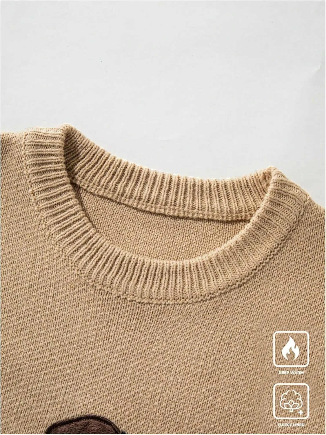 SHENHE Men's Oversized Crew Neck Cute Bear Sweater Vintage Unisex Preppy Sweater Jumper