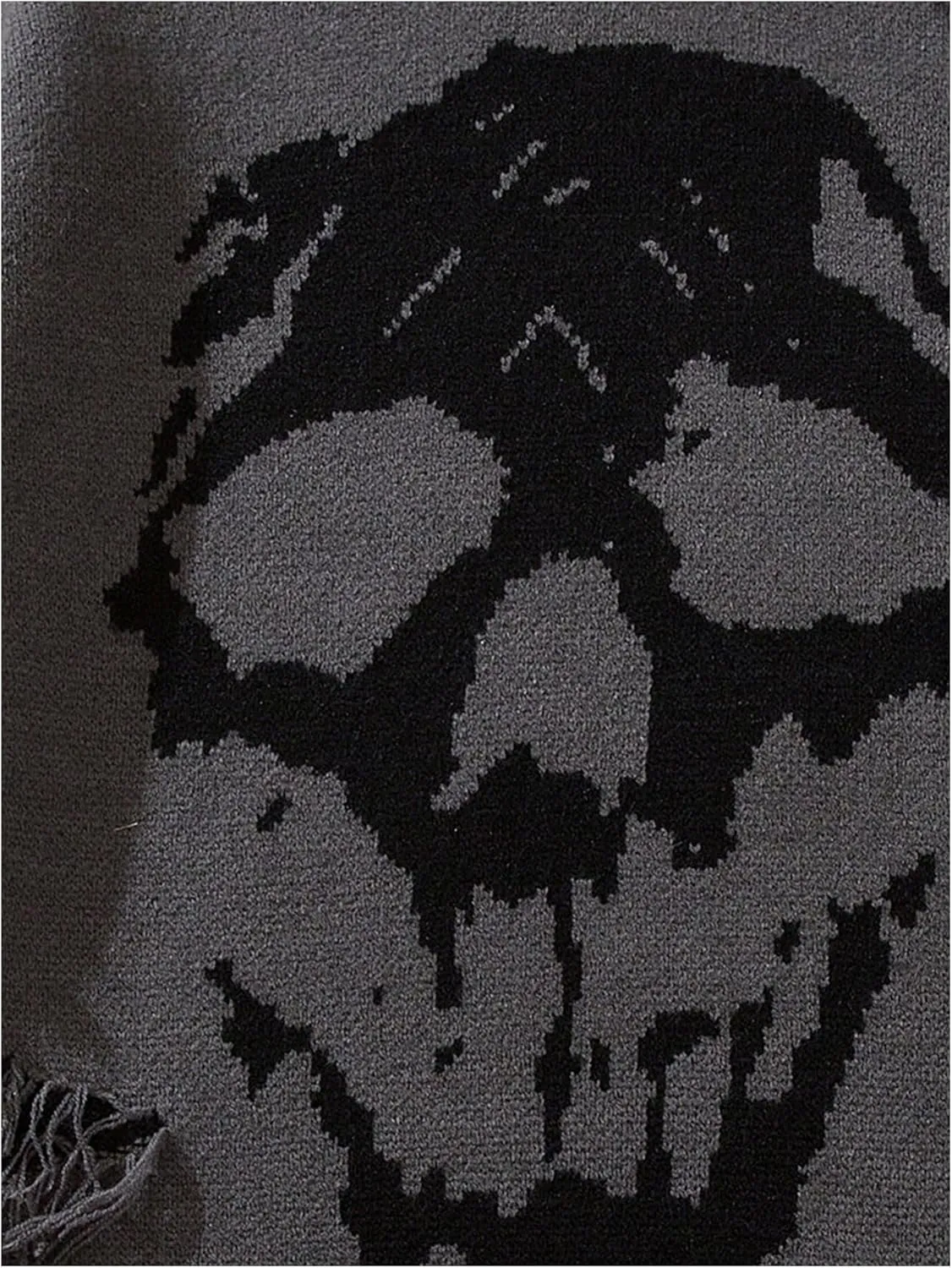 SHENHE Men's Oversized Skull Sweater Gothic Crewneck Long Sleeve Ripped Punk Sweater Pullover
